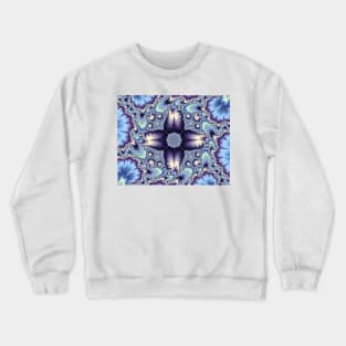 Purple and Blue Flower Fractal Crewneck Sweatshirt